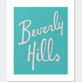 Beverly Hills - vintage pink logo Posters and Art